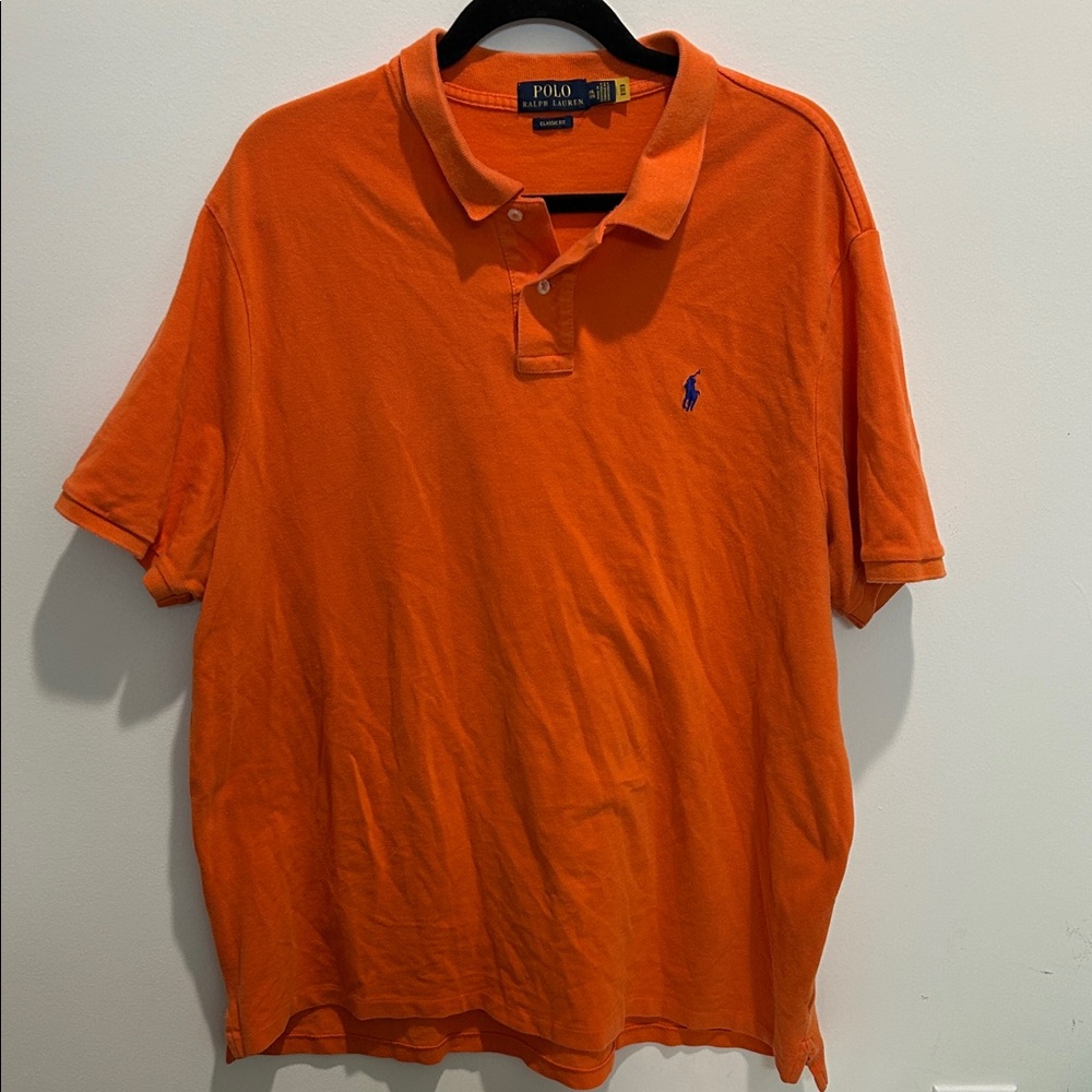 Polo by Ralph Lauren Bright Orange Short-Sleeve Polo with Navy Pony